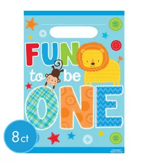 1st Birthday 'One Wild Boy' Favor Bags (8ct)