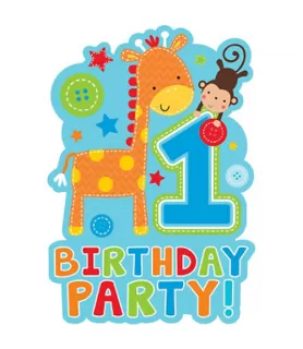 1st Birthday 'One Wild Boy' Invitations w/ Envelopes (8ct)