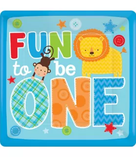1st Birthday 'One Wild Boy' Large Paper Plates (8ct)