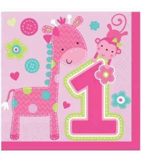 1st Birthday 'One Wild Girl' Lunch Napkins (16ct)