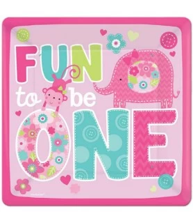 1st Birthday 'One Wild Girl' Large Paper Plates (8ct)
