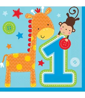 1st Birthday 'One Wild Boy' Lunch Napkins (16ct)