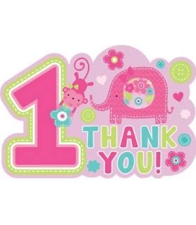 1st Birthday 'One Wild Girl' Thank You Note Set w/ Envelopes (8ct)