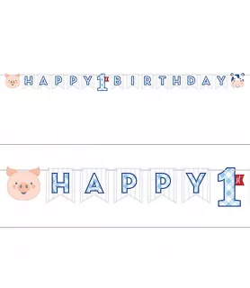 1st Birthday 'Farmhouse Boy' Banner (1ct)