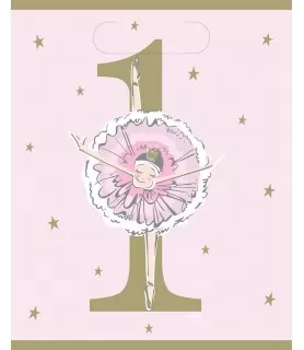 1st Birthday 'Pink and Gold Ballerina' Plastic Favor Bags (8ct)