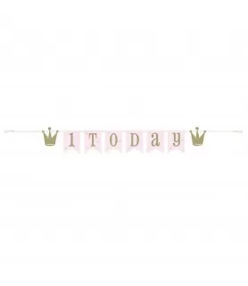1st Birthday 'Pink and Gold Ballerina' Paper Pennant Banner (1ct)