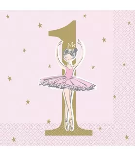 1st Birthday 'Pink and Gold Ballerina' Lunch Napkins (16ct)