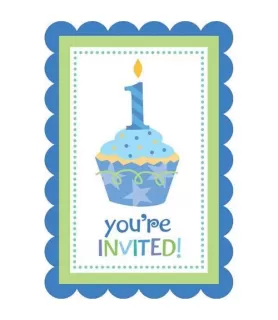 1st Birthday 'Sweet Lil' Cupcake Boy' Invitations w/ Envelopes (20ct)