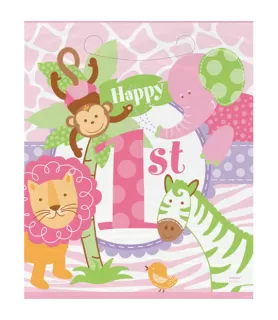 1st Birthday 'Pink Safari' Favor Bags (8ct)