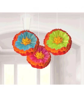 Fiesta Flower Fluffy Decorations (3ct)