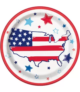 4th of July 'Bright Stars and Stripes' Large Paper Plates (8ct)