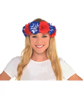 4th of July Red White and Blue Flower Head Wreath (1ct)