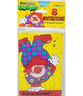 Happy Birthday 'Birthday Clown' Invitations w/ Envelopes (8ct)