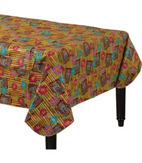 Hawaiian Luau 'Tiki Time' Flannel Backed Vinyl Table Cover (1ct)