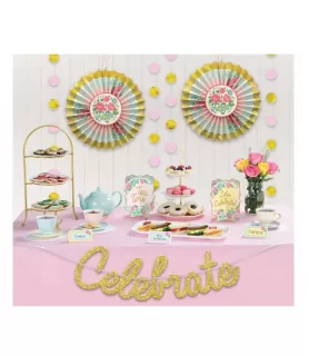 Pastel Tea Party Buffet Table Decorating Kit (17pcs)