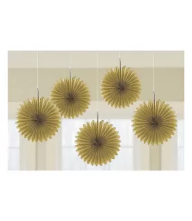 Gold Mini Hanging Fan Decorations (5ct)