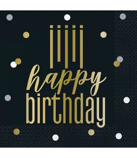 Birthday 'Metallic Happy Birthday' Lunch Napkins (16ct)