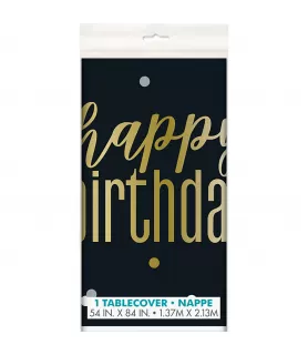 Birthday 'Metallic Happy Birthday' Plastic Tablecover (1ct)