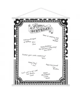 Birthday Black and White 'Chalkboard' Hanging Autograph Sign (1ct)