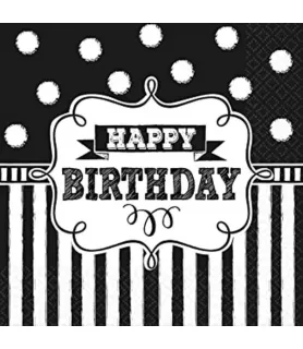 Birthday Black and White 'Chalkboard' Lunch Napkins (16ct)