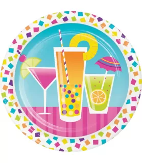 Adult Birthday 'Cocktail Fun Confetti' Small Paper Plates (8ct)