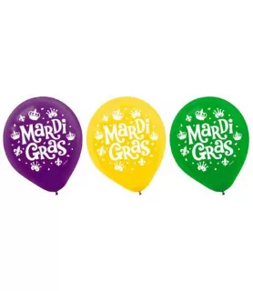 Mardi Gras Latex Balloons (15pc)