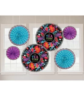Mad Tea Party Paper Fan Decorations (6pc)