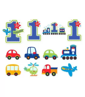 1st Birthday Boy 'All Aboard' Paper Cutouts (12ct)