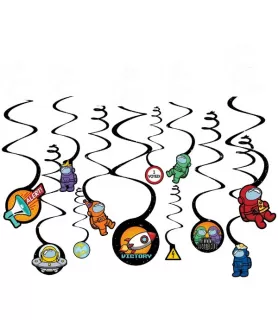 Among Us 'Spies In Space' Paper Hanging Swirl Decorations (12ct)