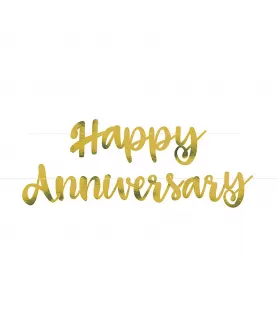 Happy Anniversary Metallic Gold Script Banner (1ct)