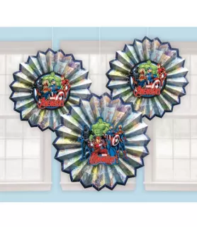 Avengers 'Powers Unite' Paper Fan Decorations (3ct)