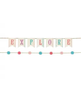 Boho Girl 'Free Spirit' Canvas Pom Pom Banner Kit (1ct)
