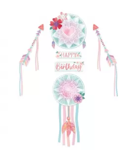 Boho Girl 'Free Spirit' 3D Backdrop Wall Decoration (6pc)