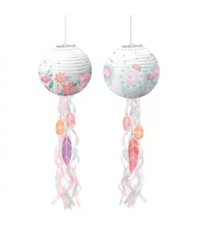 Boho Girl 'Free Spirit' Hanging Paper Lanterns (3ct)