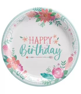 Boho Girl 'Free Spirit' Large Paper Plates (8ct)