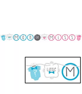 Baby Shower Gender Reveal 'Little Man or Little Miss' Ribbon Banner (1ct)