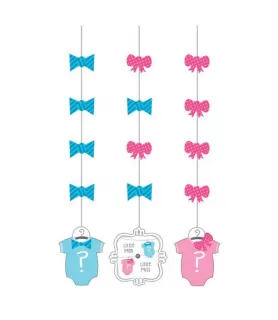 Baby Shower Gender Reveal 'Little Man or Little Miss' Hanging Cutout Decorations (3ct)