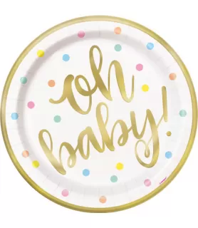Baby Shower 'Oh Baby' Large Paper Plates (8ct)