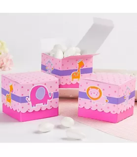 Baby Shower Pink Zoo Animals Favor Boxes (24ct)