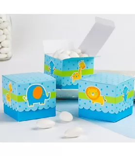 Baby Shower Blue Zoo Animals Favor Boxes (24ct)