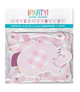 Baby Shower 'Pink Floral Elephant' Jointed Letter Banner (1ct)