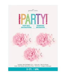 Baby Shower 'Pink Floral Elephant' Hanging Puffy Tissue Decorations (3ct)