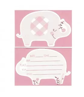 Baby Shower 'Pink Floral Elephant' Postcard Invitations with Envelopes (8ct)