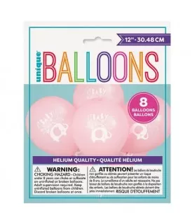 Baby Shower 'Pink Floral Elephant' Latex Balloons (8ct)