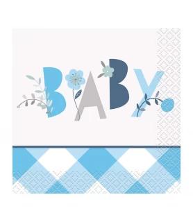 Baby Shower 'Blue Floral Elephant' Small Napkins (16ct)