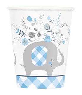 Baby Shower 'Blue Floral Elephant' 9oz Paper Cups (8ct)