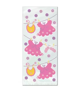 Baby Shower 'Clothesline Pink' Cello Favor Bags w/ Twist Ties (20ct)