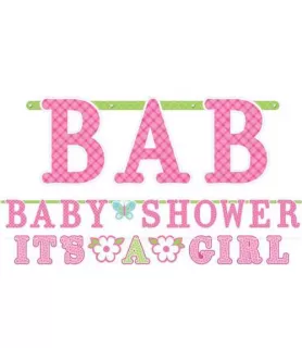 Baby Shower 'Welcome Little One Girl' Jumbo Letter Banner w/ Mini Banner (1ct)