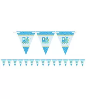Baby Shower 'Welcome Little One Boy' Paper Flag Banner (1ct)