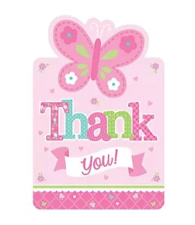 Baby Shower 'Welcome Little One Girl' Thank You Note Set w/ Envelopes (8ct)